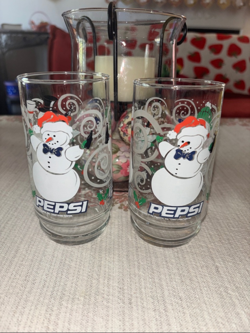 Vintage Pepsi Snowman Holiday Glasses!